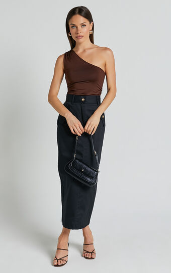 Anna Midi Skirt - High Waisted Cargo in Black