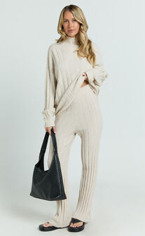 Marie Two Piece Set - Knitted Jumper & Pants Set in Cream
