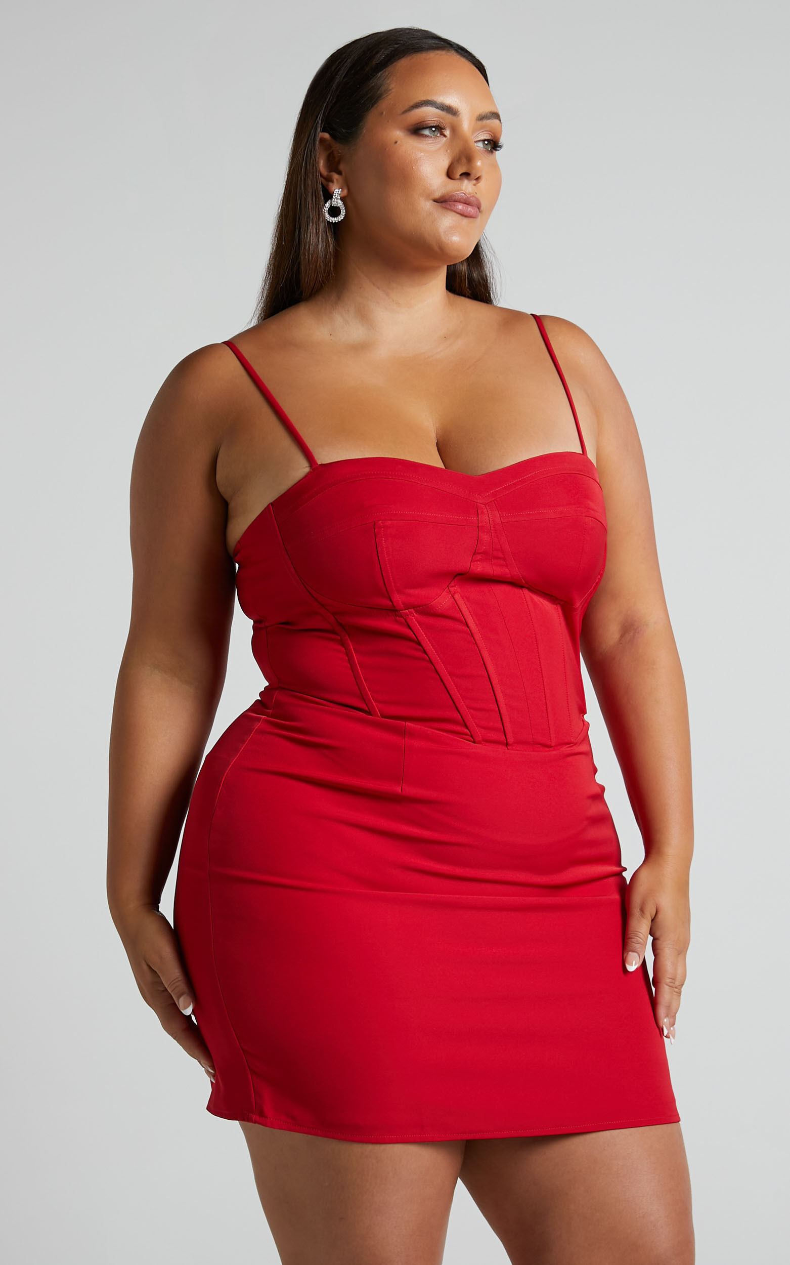 Plus size top red corset dress