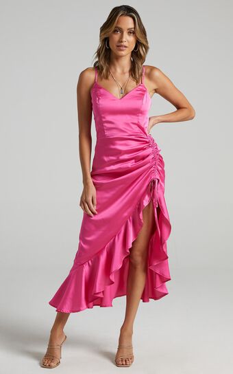 Theoden Dress in Pink Satin