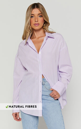 Terah Shirt - Button Up Shirt in LILAC STRIPE