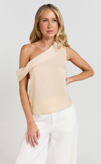 Indah Top - Draped Off Shoulder Top in Ivory