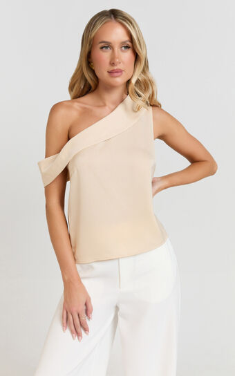 Indah Top - Draped Off Shoulder Top in Ivory