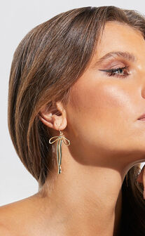 Livienne Earrings - Bow Shape Drop Earrings in Gold