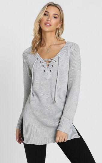 Sewn In Knit Sweater in Grey