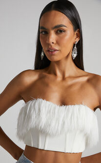Dresden Top - Square Neck Ruched Bodice Corset Top in White and