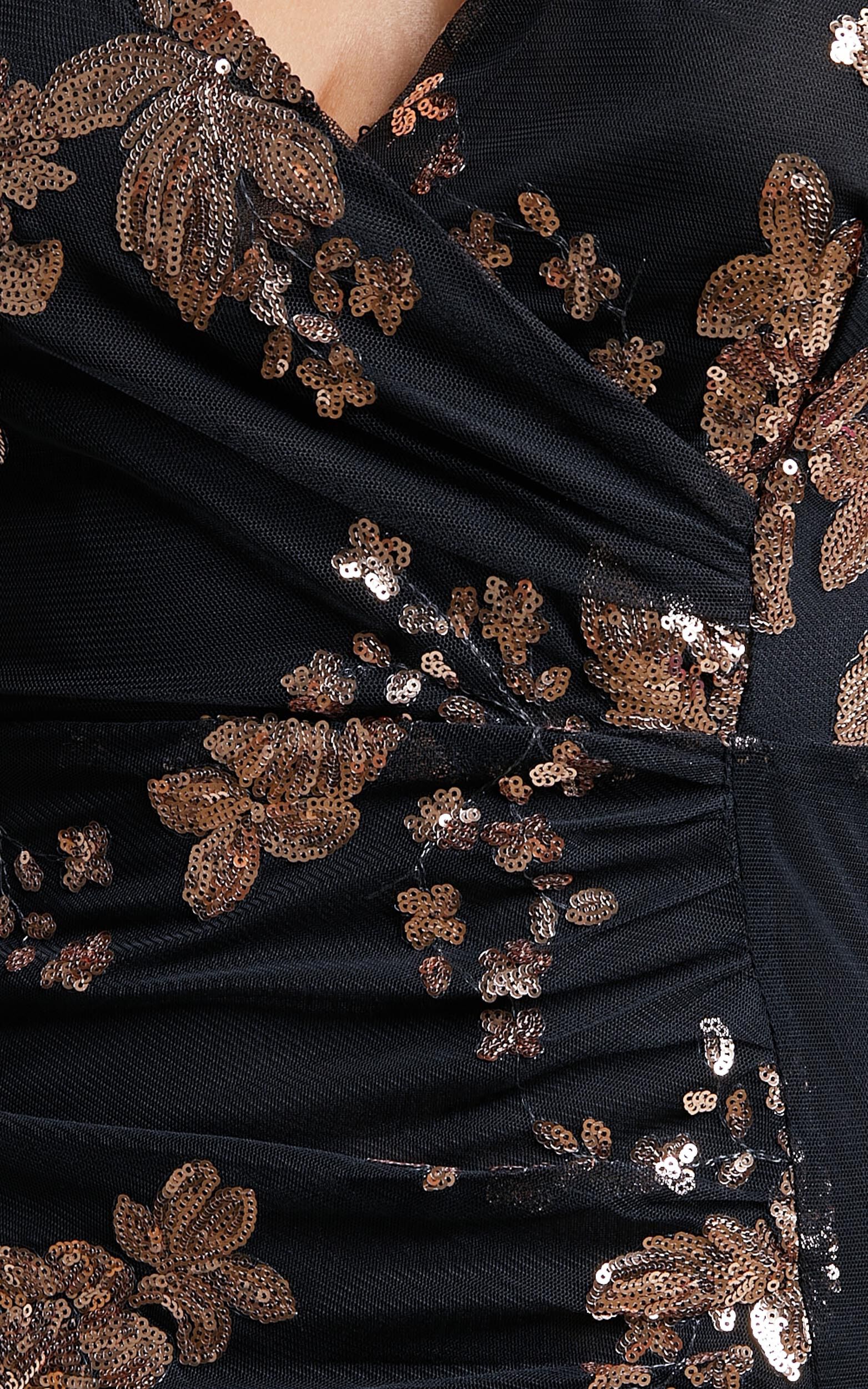 Joemelyn Maxi Dress Floral Embellished Sequin Halter Cross Back