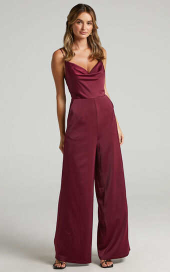 Together in Spirit Jumpsuit in Mulberry Satin