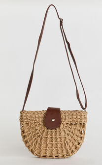 Calista Bag - Straw Shoulder Bag in Brown