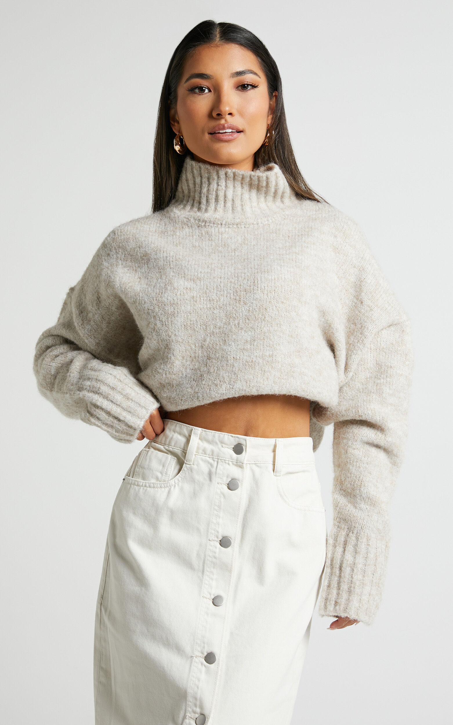 Luella Jumper Oversized Turtle Neck Jumper in Oatmeal Showpo USA