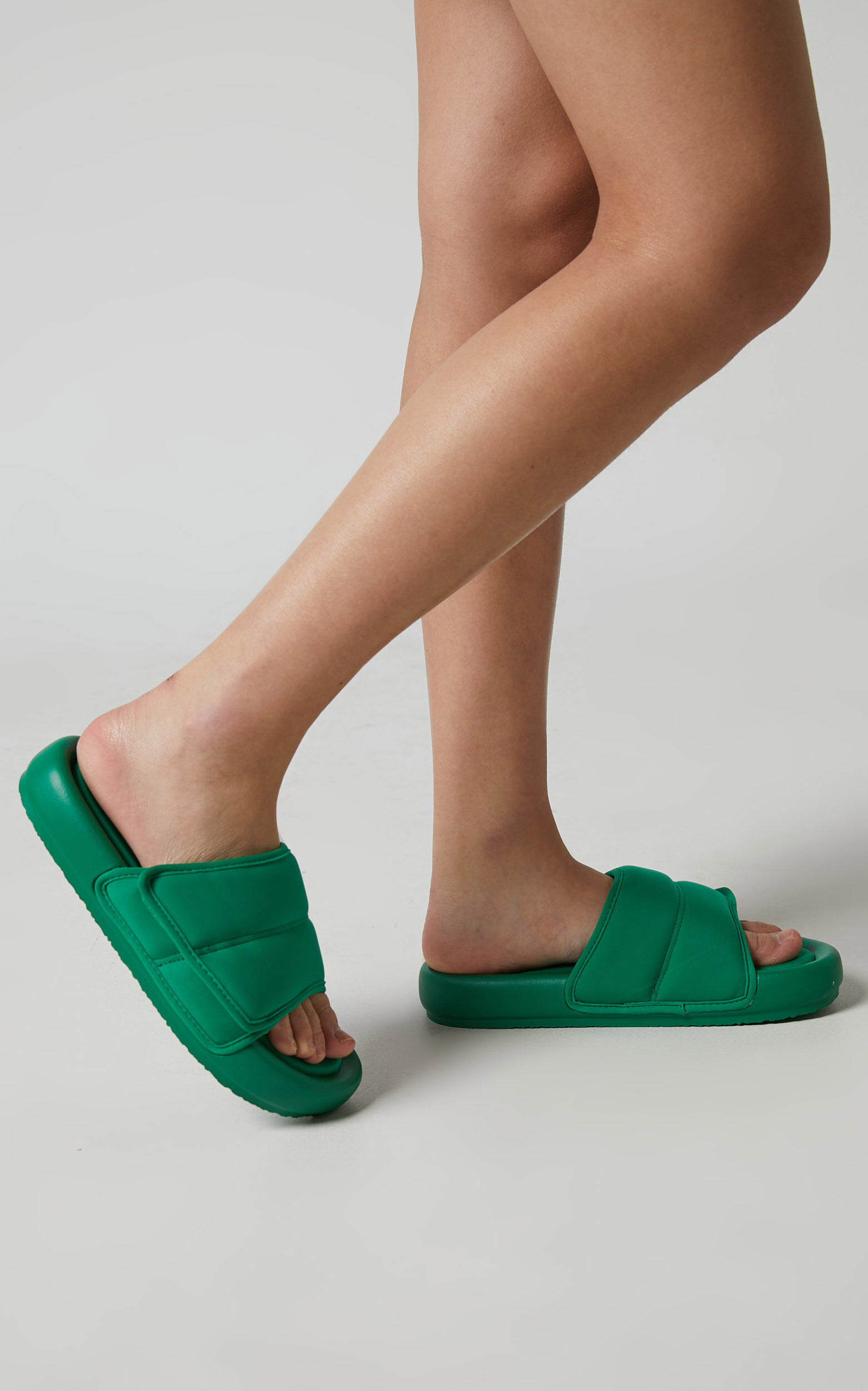 Green slides new arrivals shoes