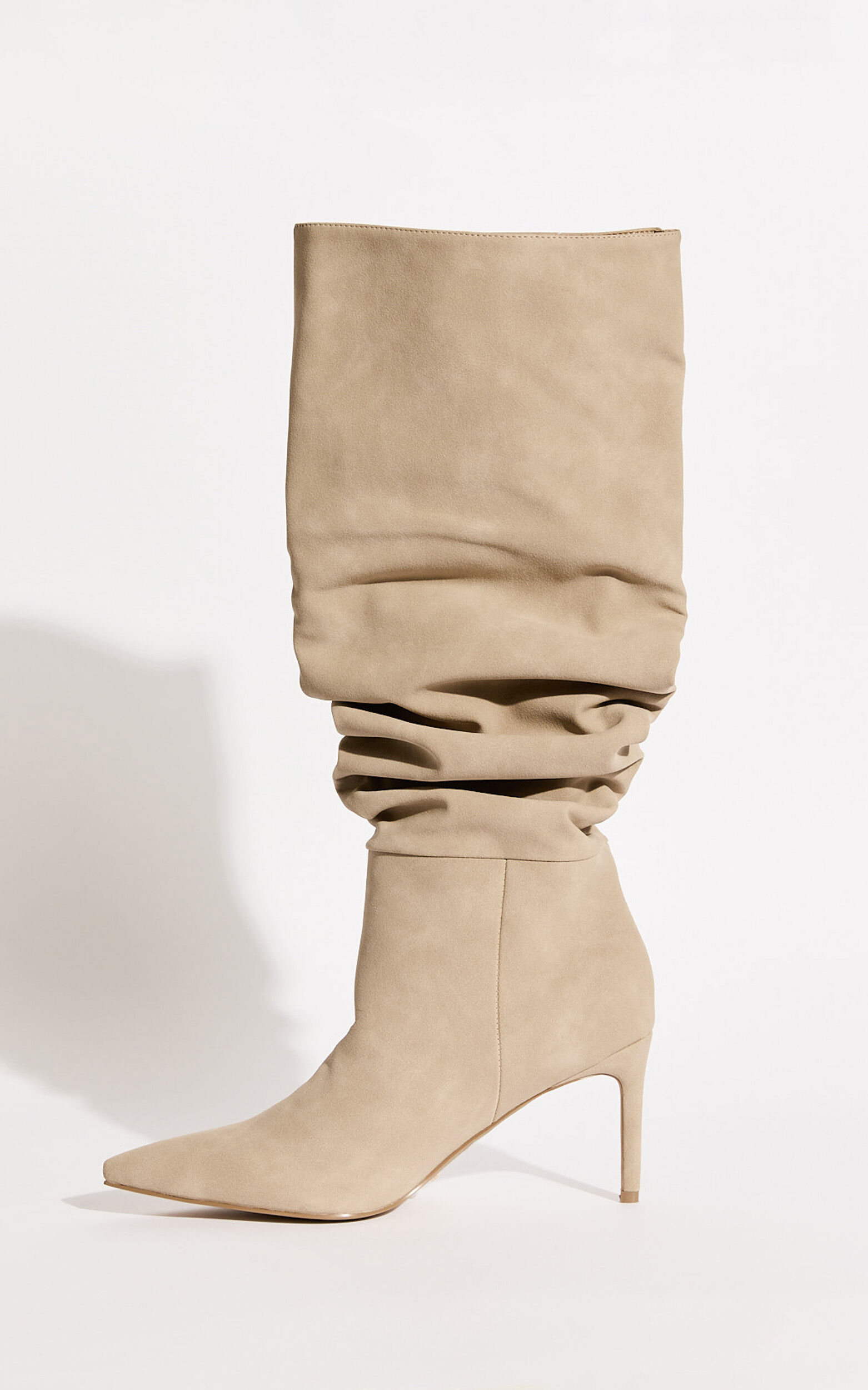 Billini Raisa Boots in Light Taupe Suede Showpo