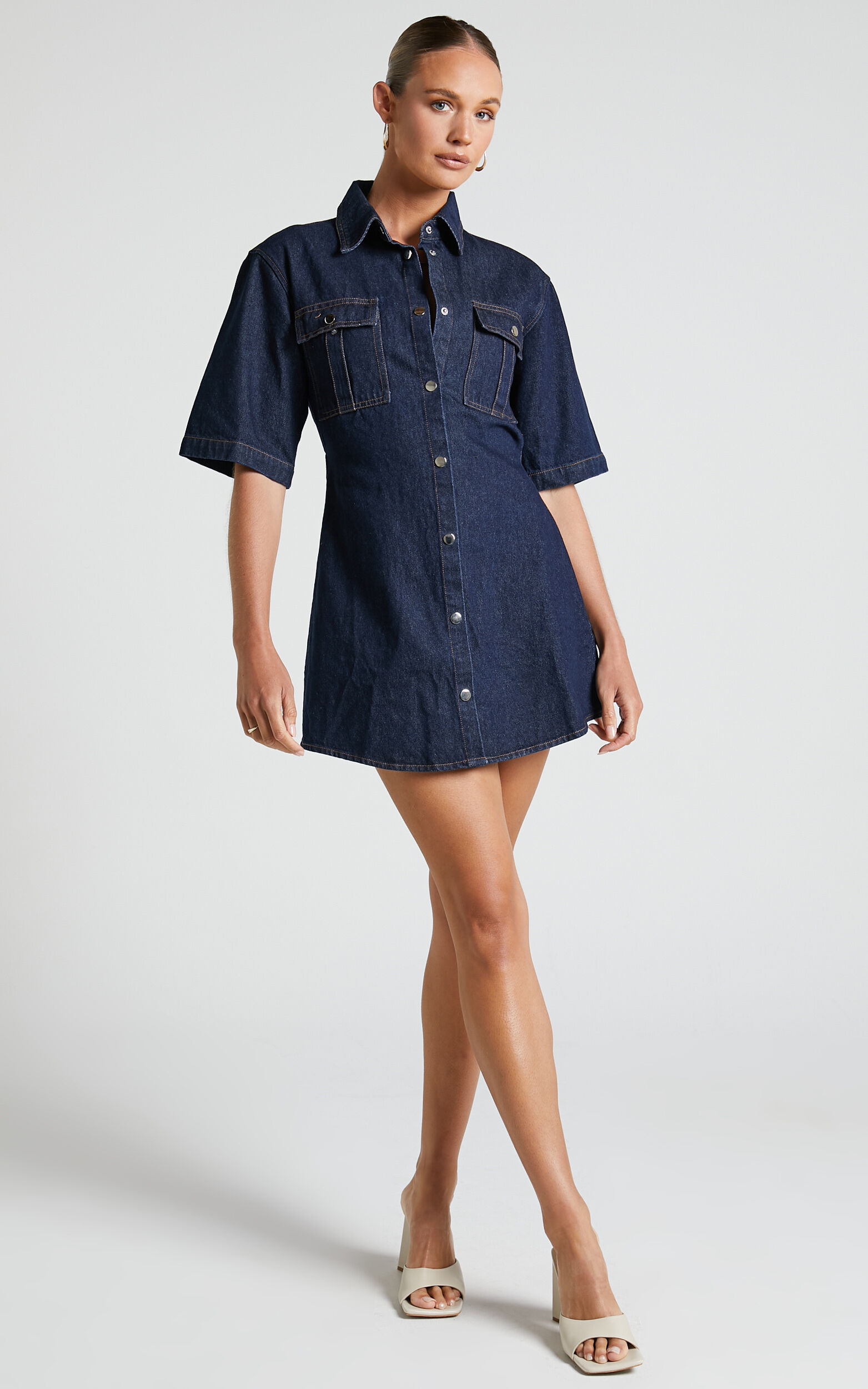 Denim short sleeve discount dress