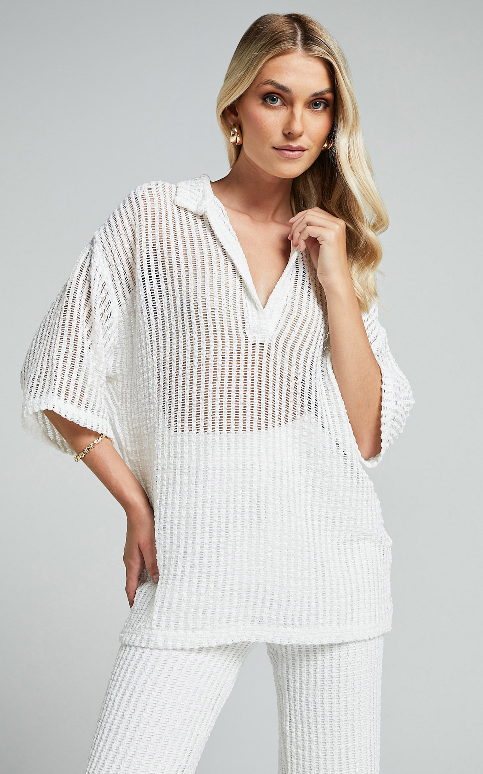 Sheer crochet top on sale