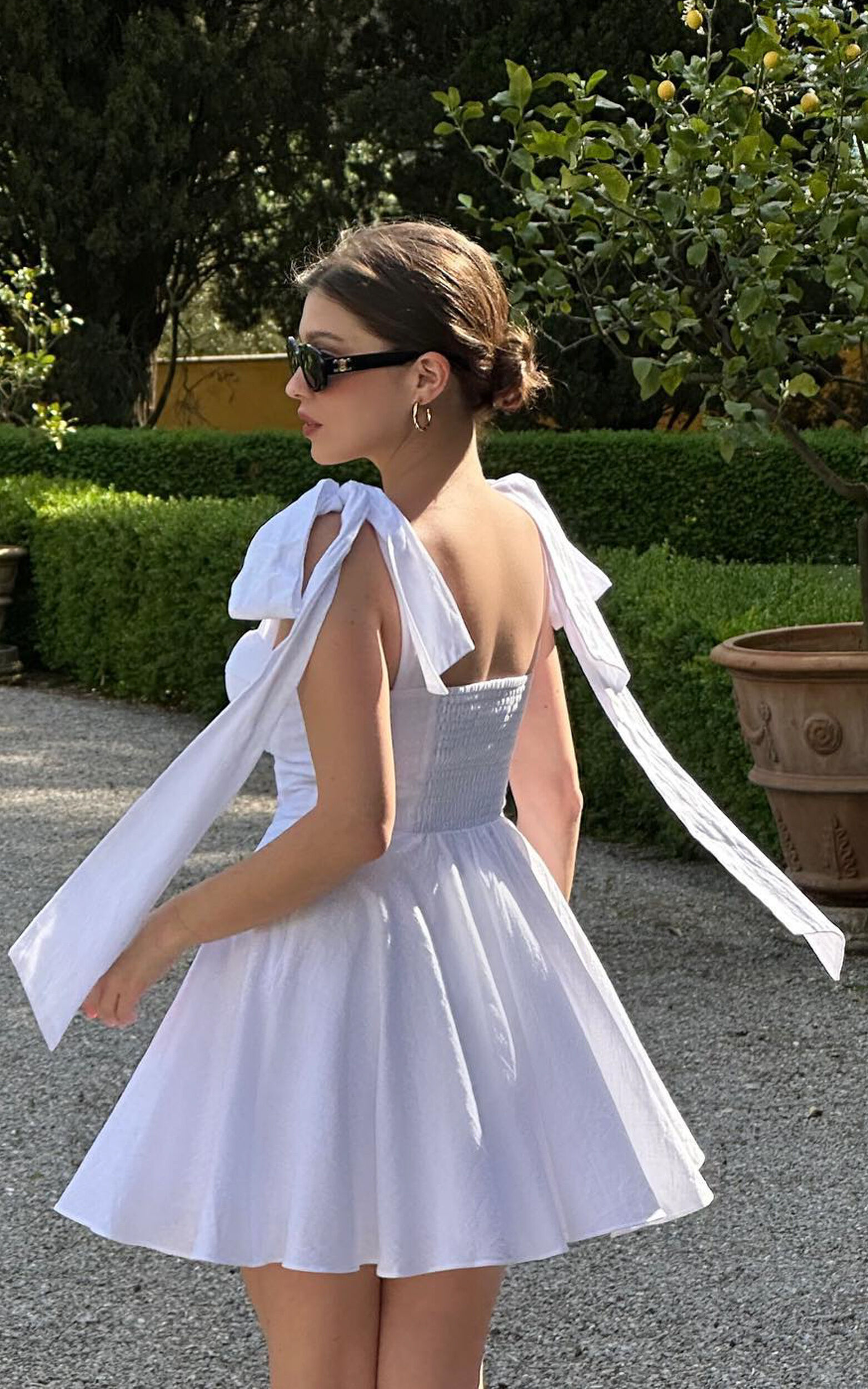 Girley Mini Dress Bow Strap Dress in White Showpo EU