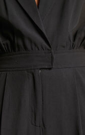 Ayelin Jumpsuit - Linen Look Relaxed 3/4 Sleeve Jumpsuit in Black | Showpo