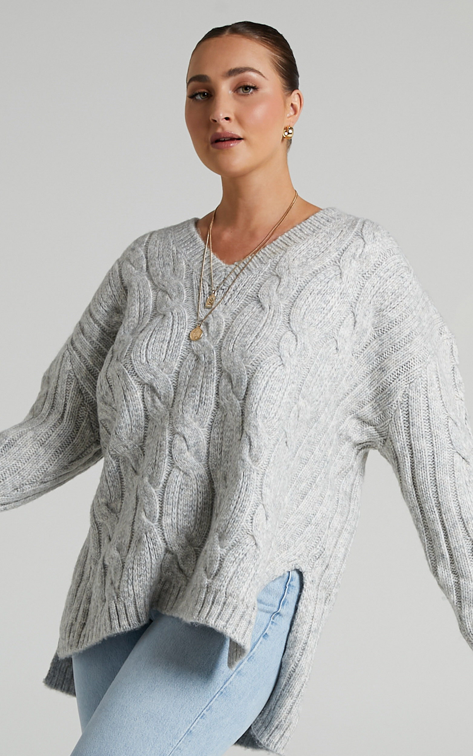 Grey cable knit tracksuit best sale