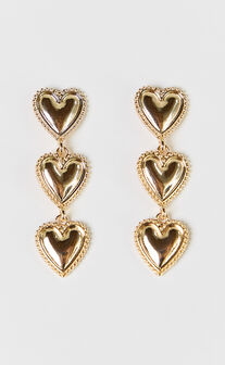 Kendra Earrings - Heart Drop Earrings in Gold