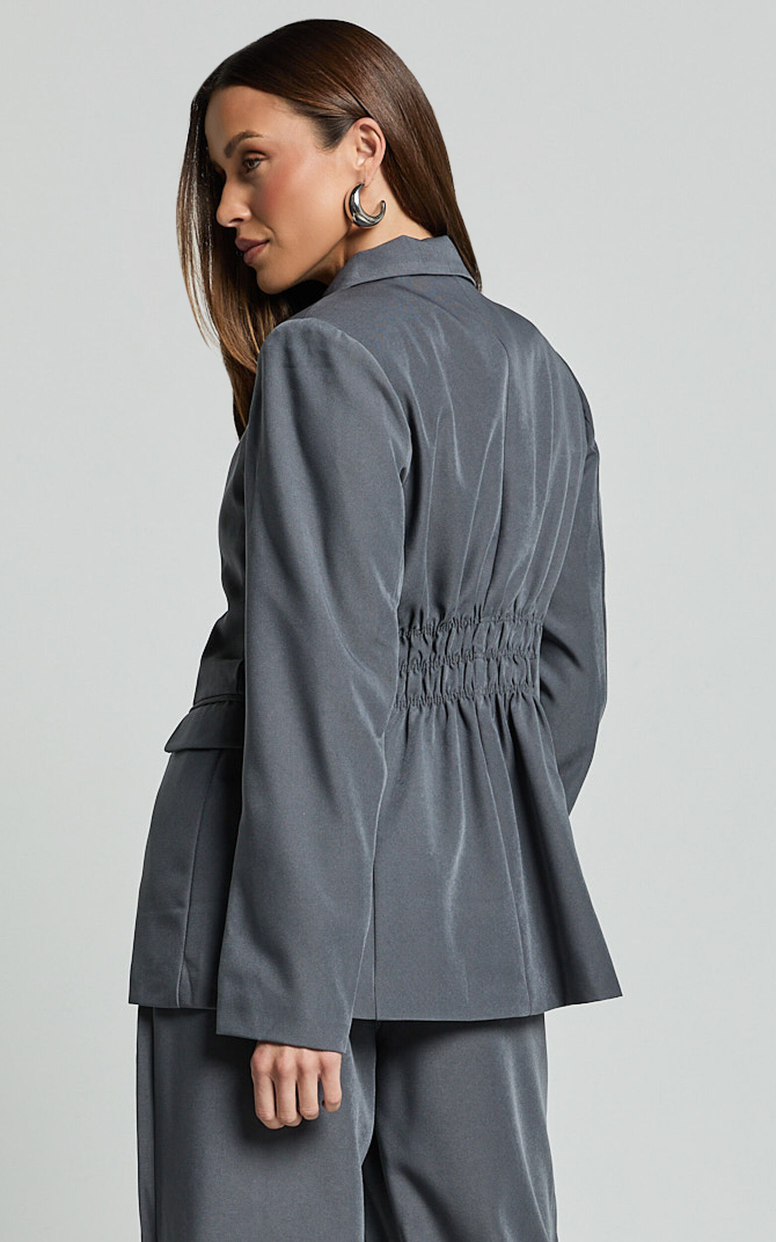 Daffy Blazer - Cinched Waist Blazer in Grey | Showpo USA
