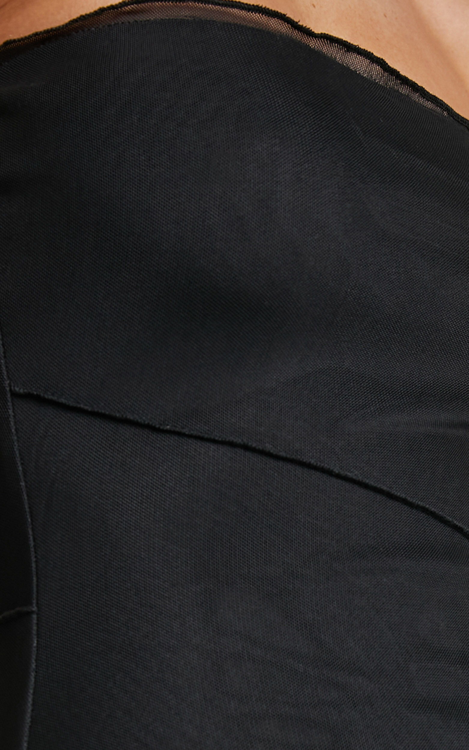Brunetta Midi Dress - Strapless Mesh Dress in Black