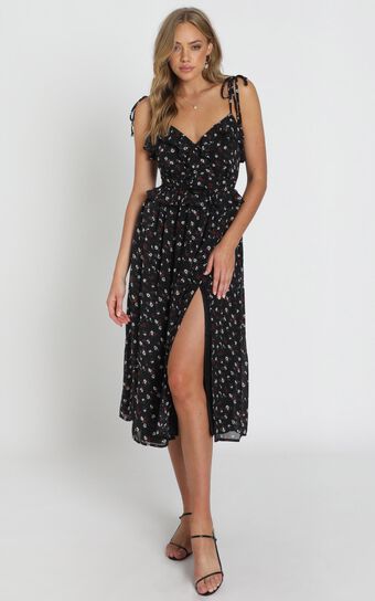 Spend the Night Together Dress In Black Floral