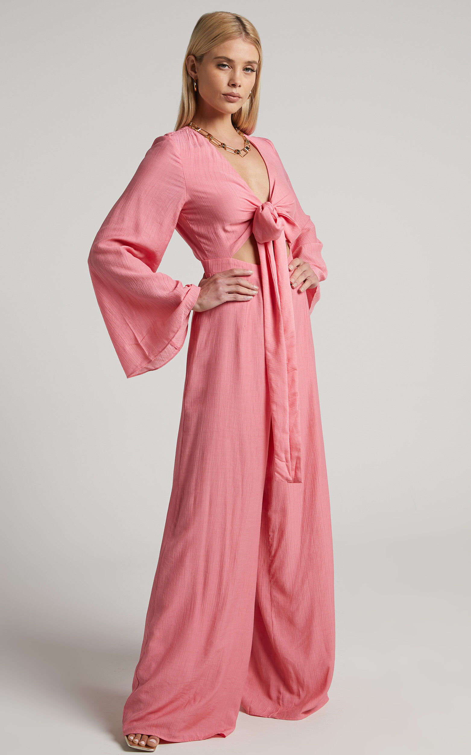 Pink tie 2025 front jumpsuit