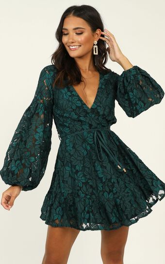 Autumn Leaves Dress In Teal Lace