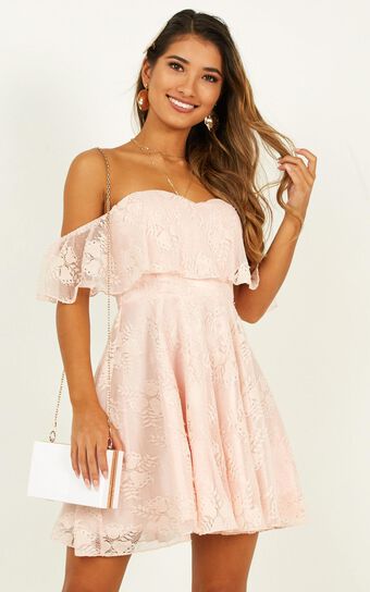 Twirl Me Around Dress In Nude Lace