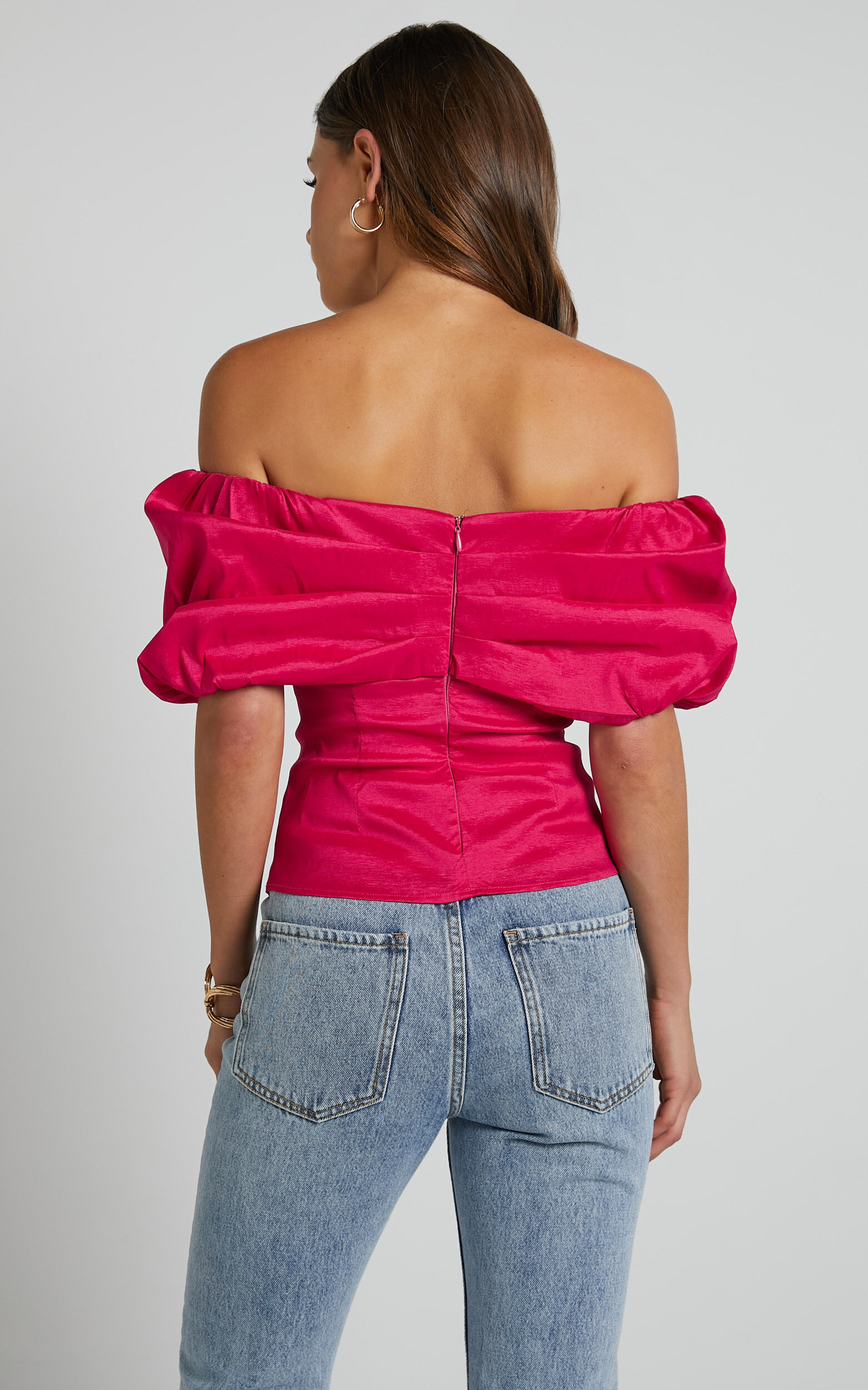 Neon pink off best sale the shoulder top