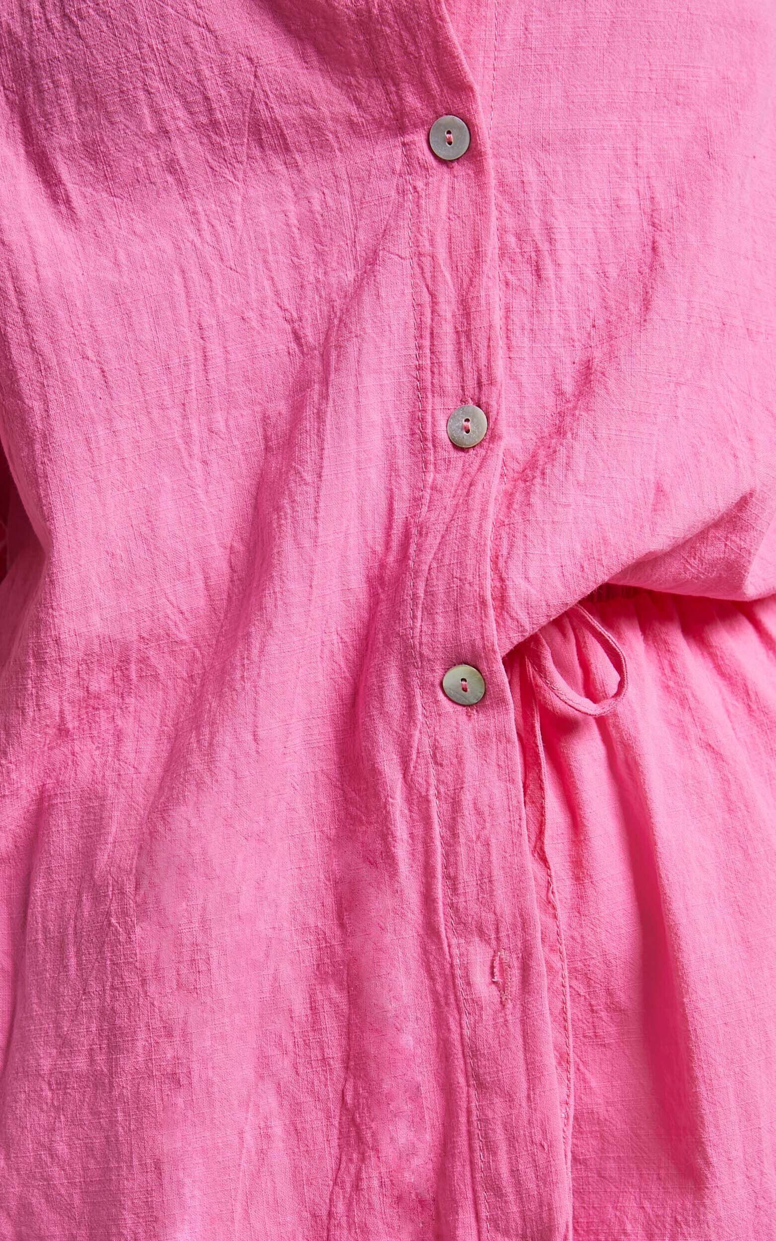 Neon pink button up shirt sales