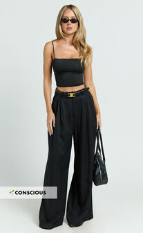 Clarke Pants - High Waist Wide Leg Pants in Black