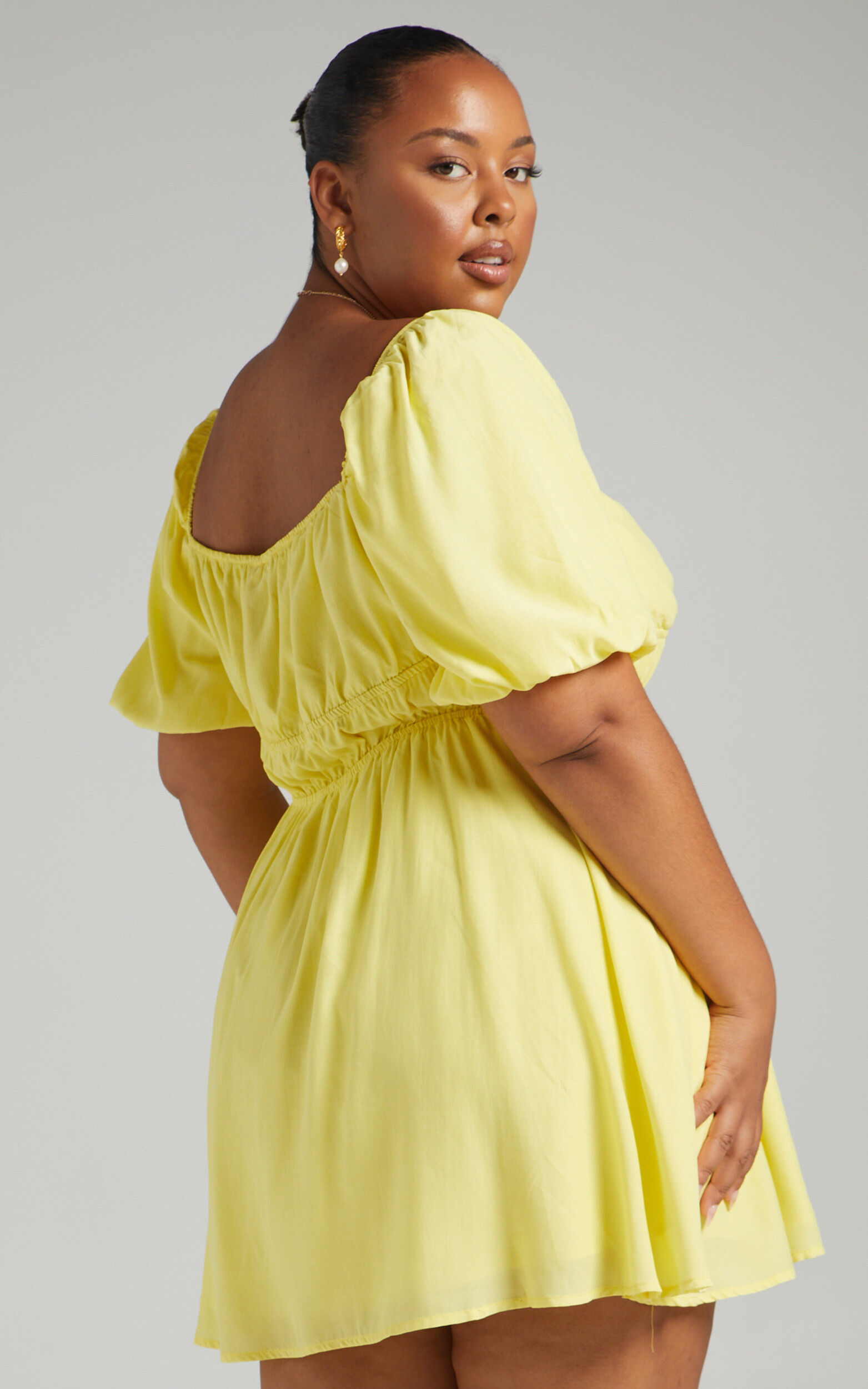 Yellow square neck dress new arrivals