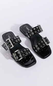 Therapy - Ego Sandals with Hardware Detail in Black Patent