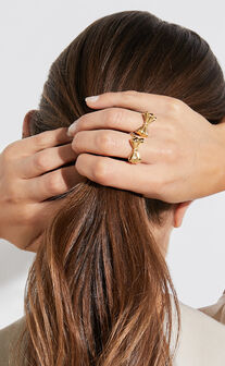 Katherine 2 Ring Pack - Bow Shaped Rings in Gold