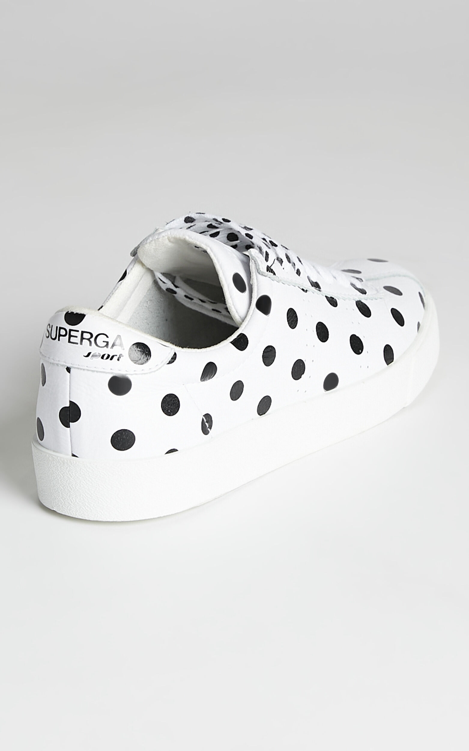 Superga 2843 Club S Leather Print Sneakers in A5S White Dots Black Showpo