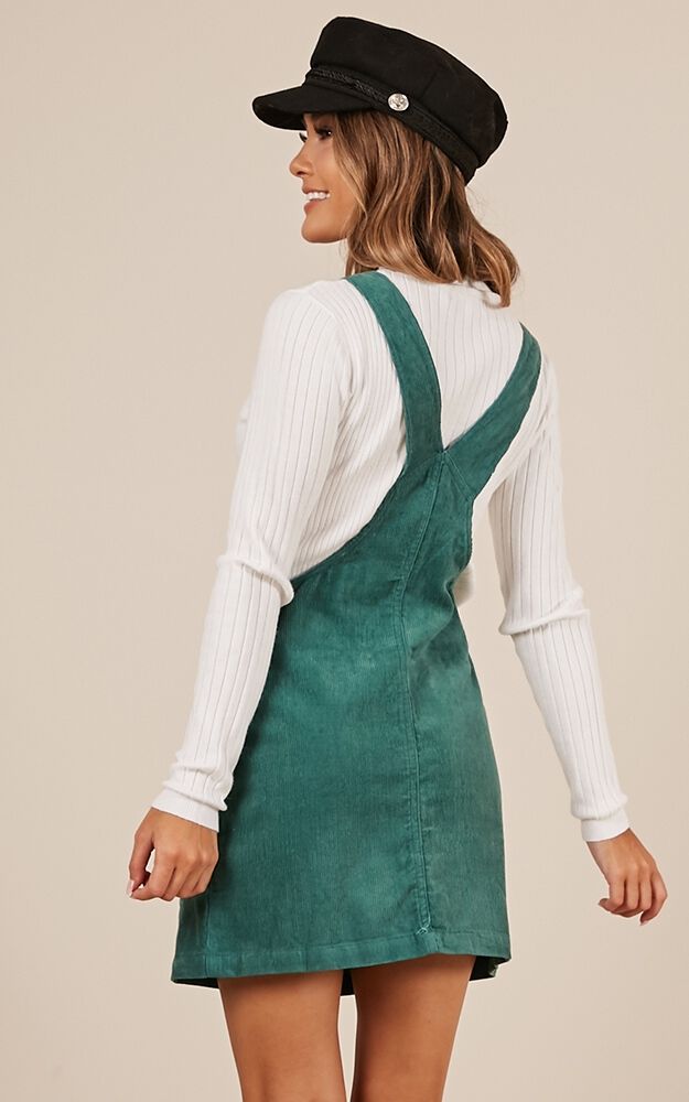 Gap Year Overall Dress In Green Cord Showpo