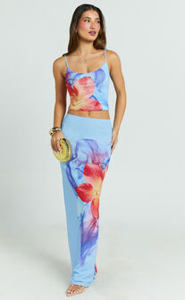 Lilly Maxi Skirt - Mesh Low Waist Skirt in Electric Orchid