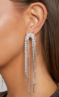 Jerrianne Diamante Waterfall Drop Earrings in Silver