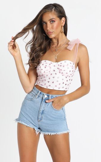 Make Your Entrance Top In Pink Glitter Heart