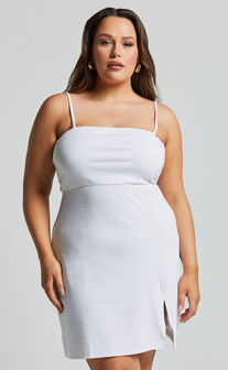 Island Babe Mini Dress - Strappy Bodycon Dress in White