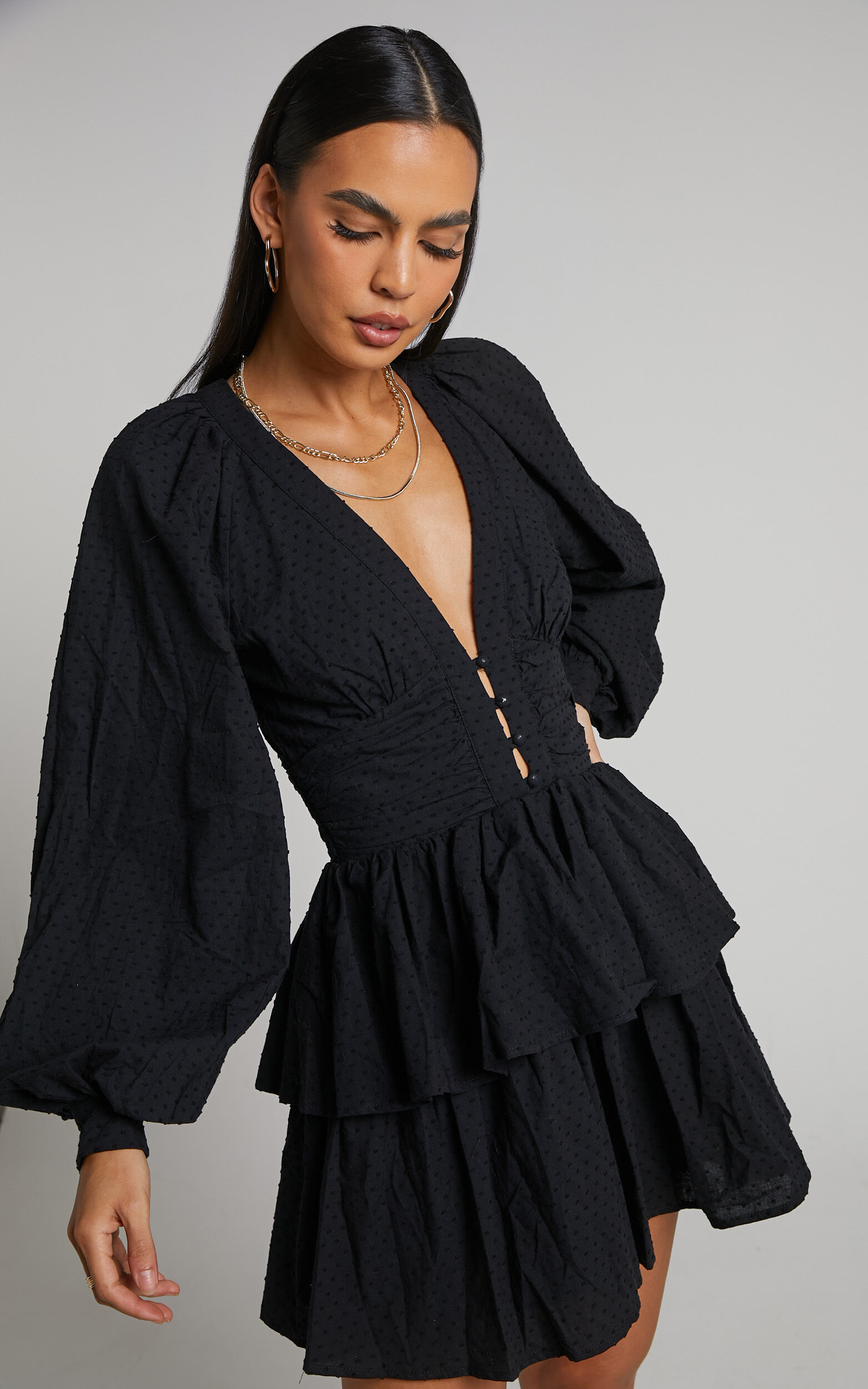 Layered ruffle deals mini dress