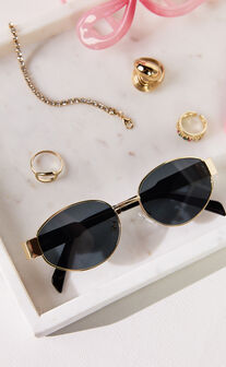 Marcia Sunglasses - Oval Shape Sunglasses in Gold