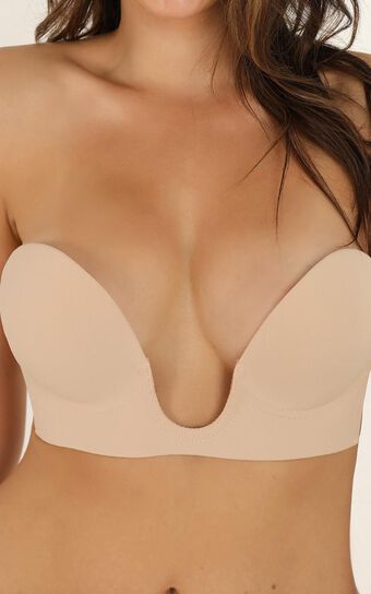 Plunge Stick On Bra in Beige