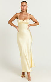 Jonalyn Midi Dress - Open Back Detailing Slip Dress in Butter | Showpo EU