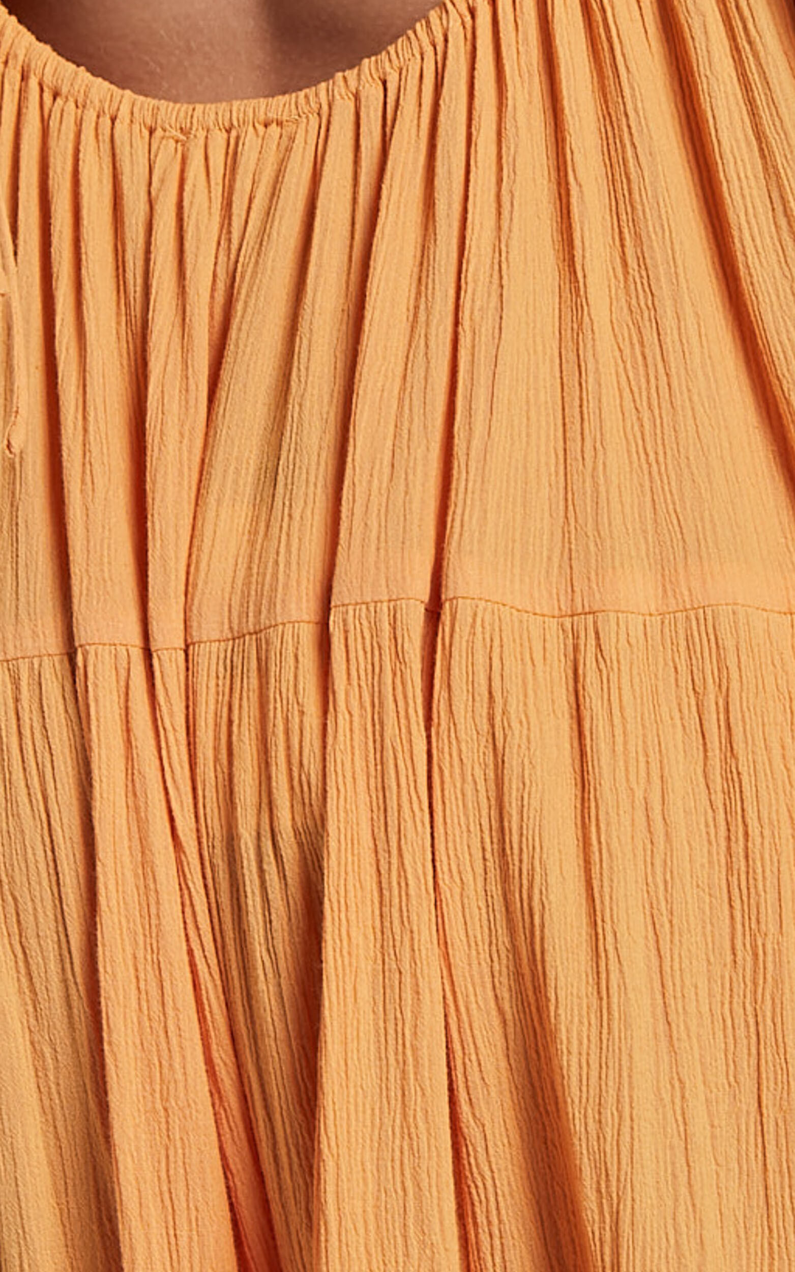 Chila Maxi Dress - Strappy Tie Front Low Back Tiered in Papaya Orange ...