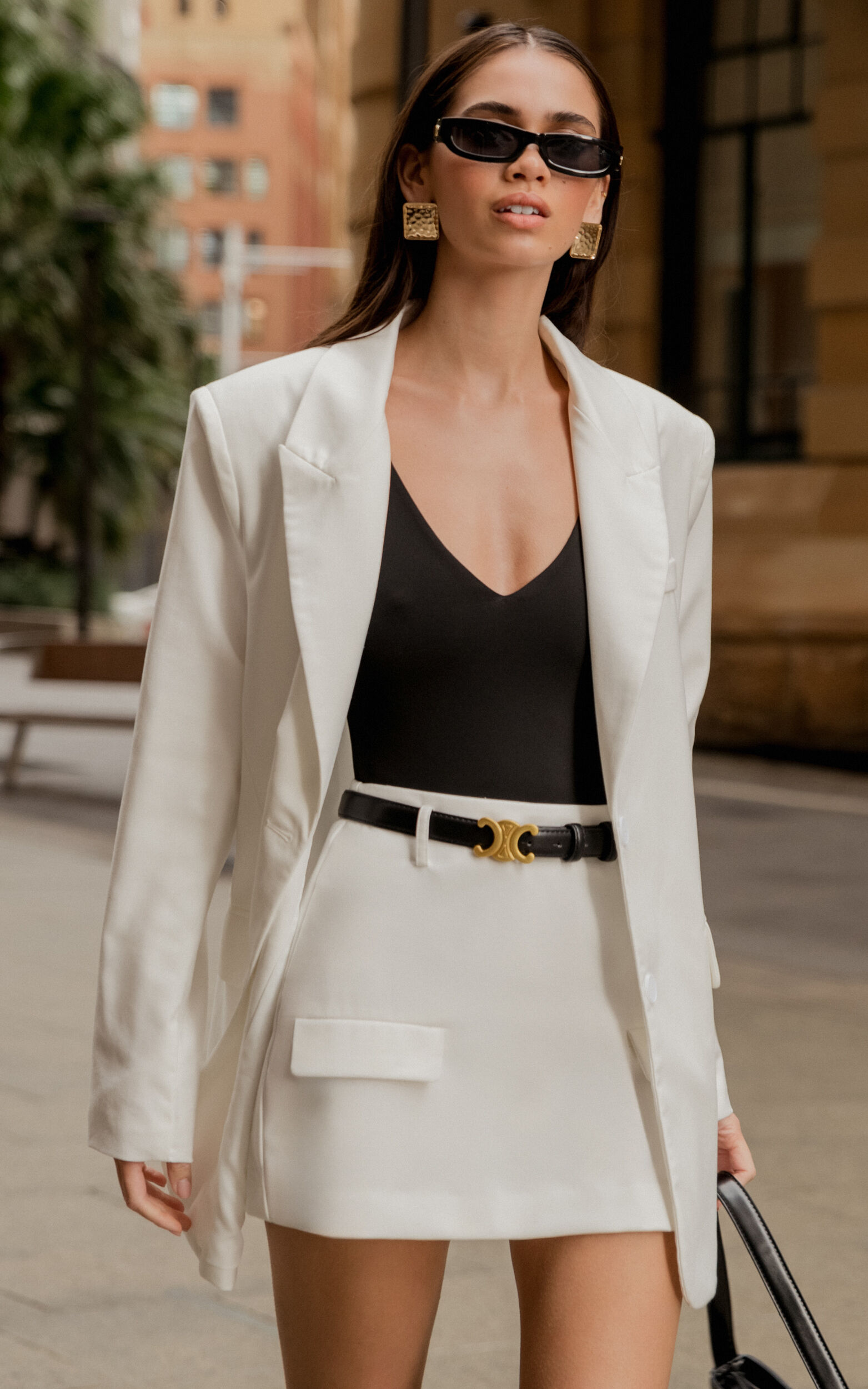 White boyfriend blazer hot sale