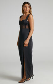 Perrie Midi Dress - Mesh Corset Dress in Black | Showpo USA