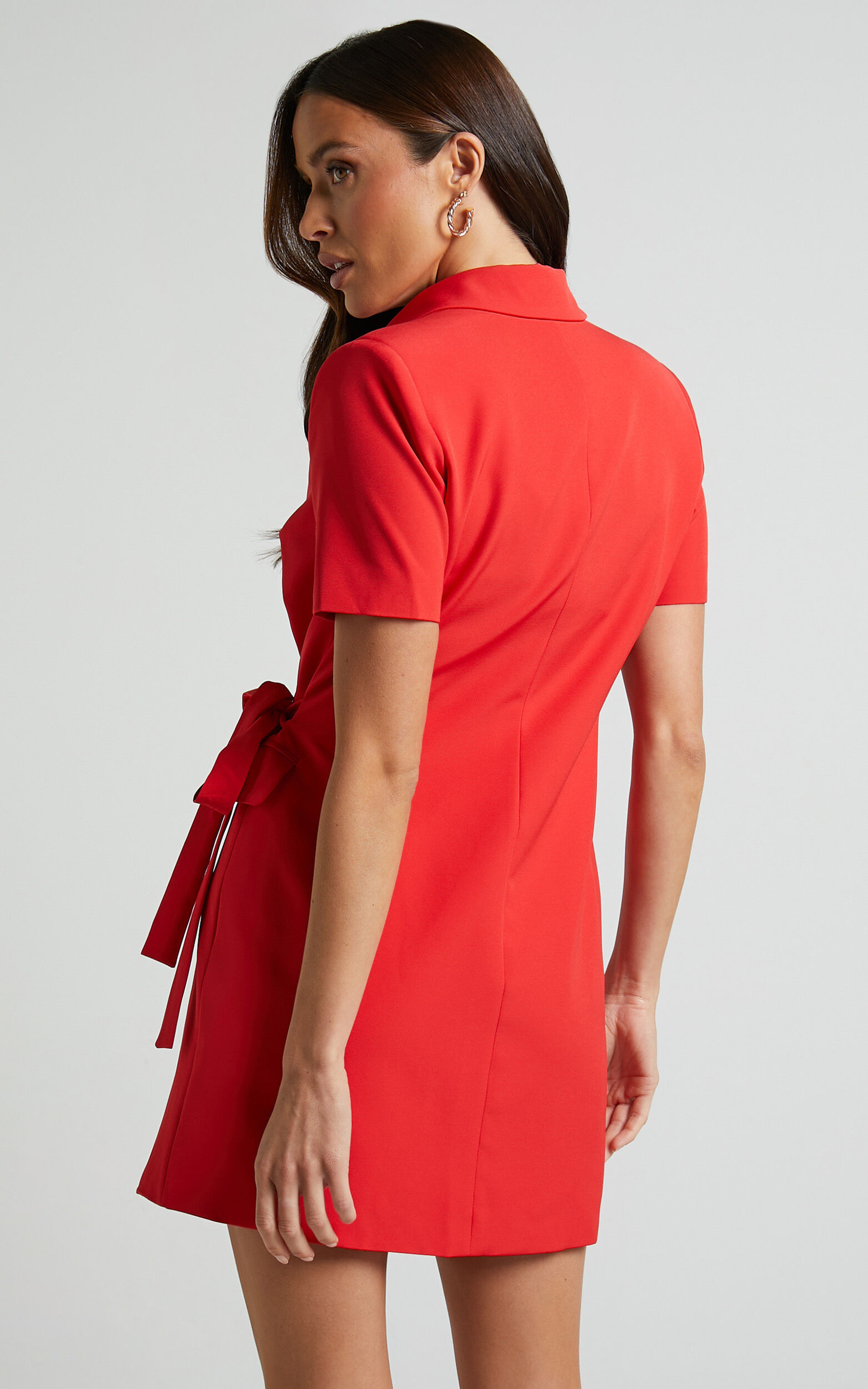 Women Red Wrap Dress
