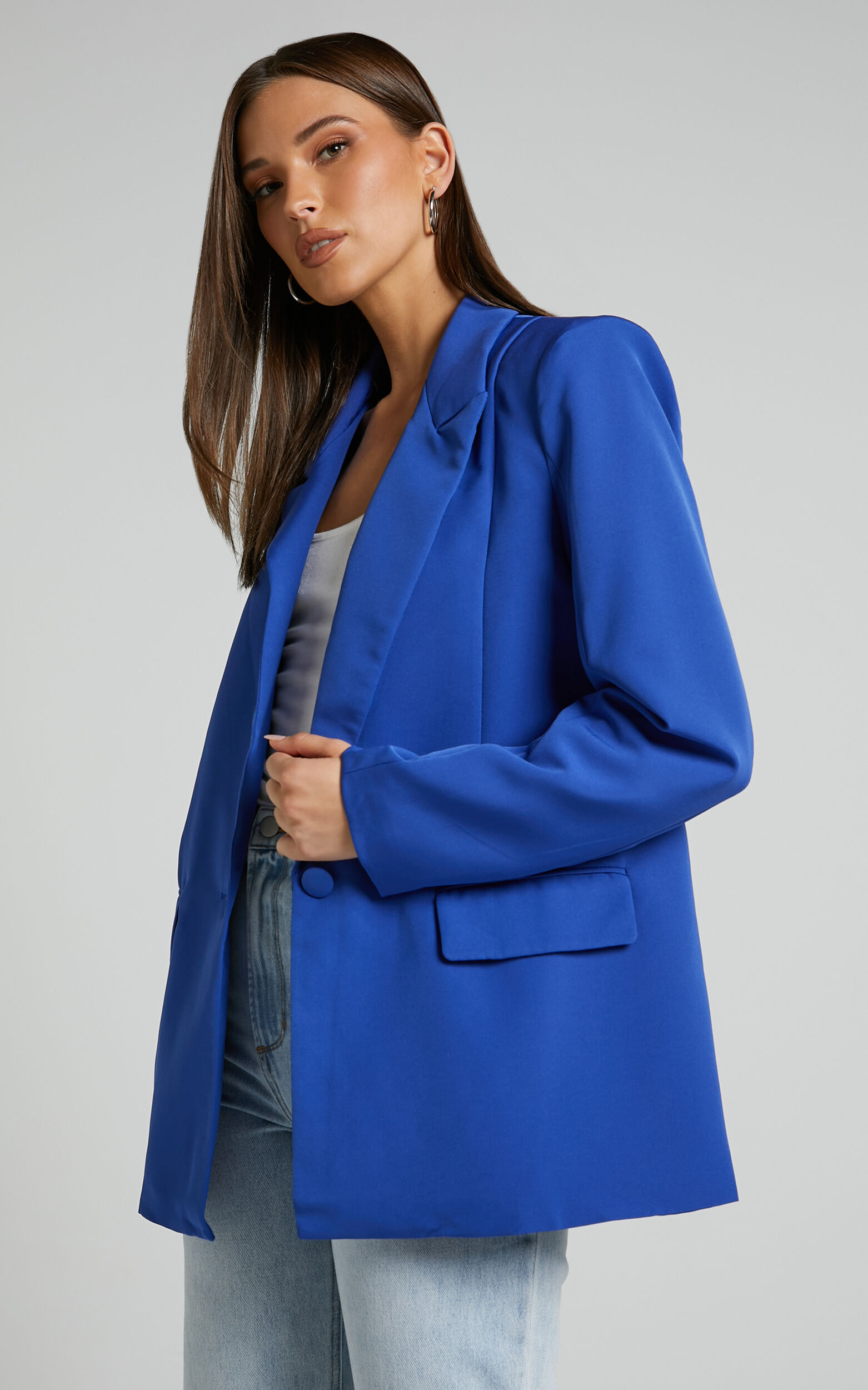 Blue sales longline blazer