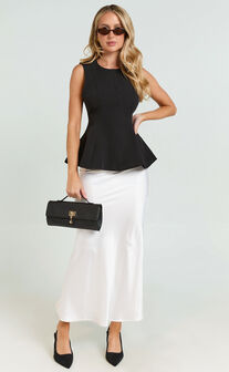 Gera Top - Structured Peplum Top in Black